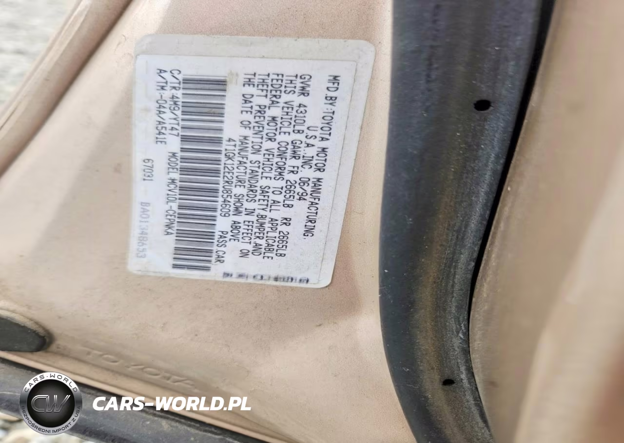 1994 Toyota Camry Le VIN:4T1GK12E2RU854609 - 12