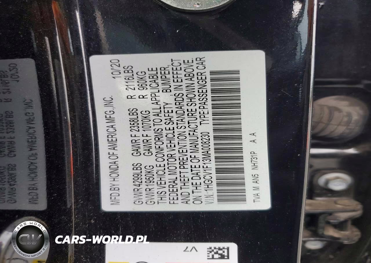 2021 Honda Accord Lx VIN:1HGCV1F13MA008230 - 12