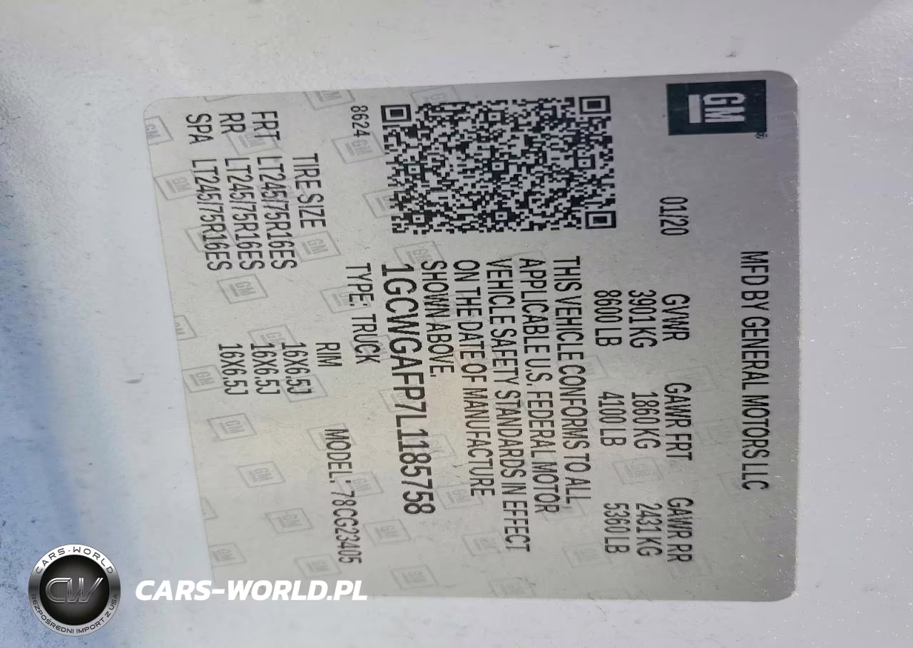 2020 Chev Express G2500 VIN:1GCWGAFP7L1185758 - 13