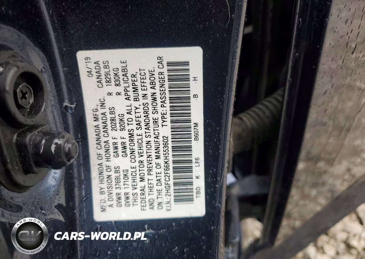 2019 Honda Civic Lx VIN:2HGFC2F66KH553602 - 12
