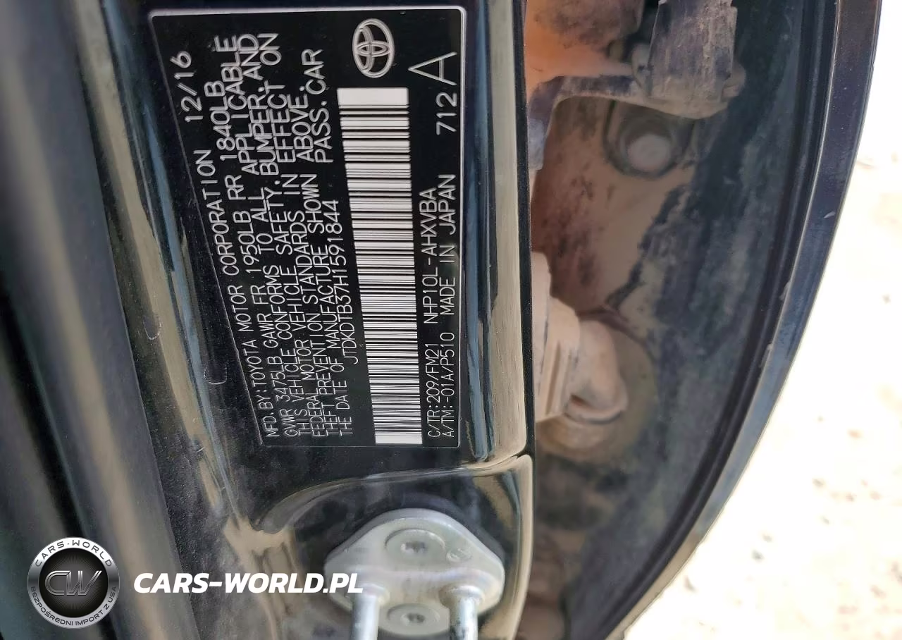 2017 Toyota Prius C Two VIN:JTDKDTB37H1591844 - 12