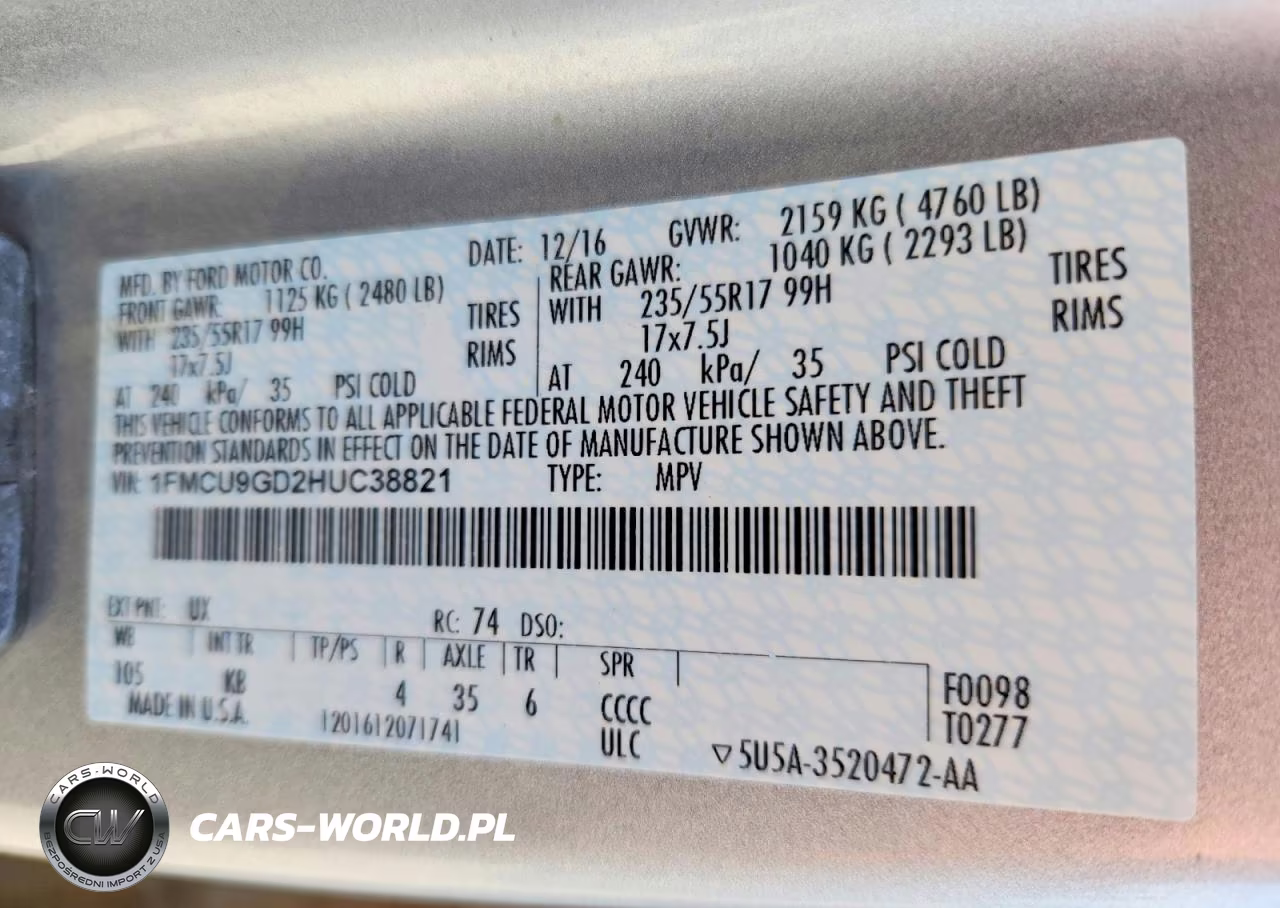 2017 Ford Escape Se VIN:1FMCU9GD2HUC38821 - 13