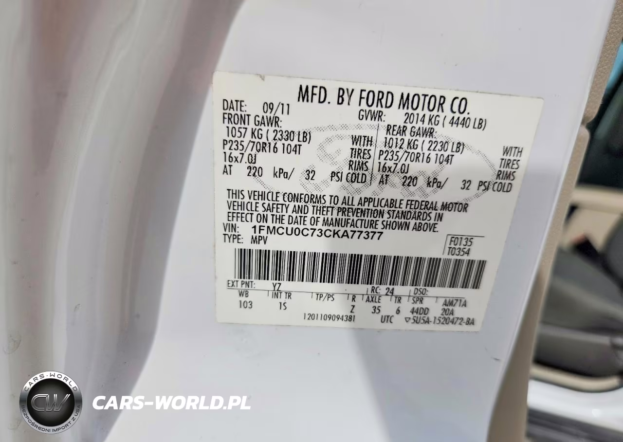 2012 Ford Escape Xls VIN:1FMCU0C75CKA77377 - 12