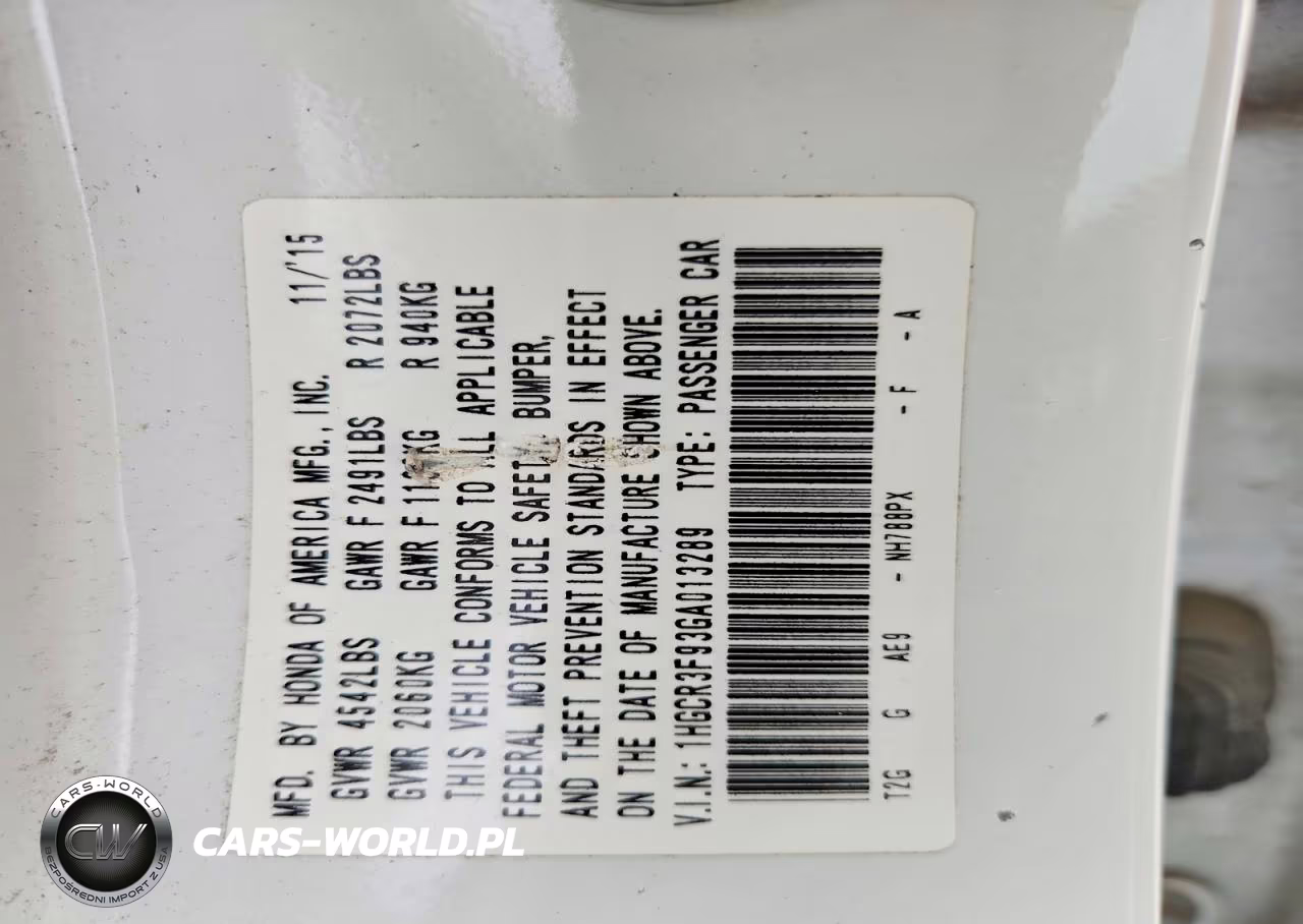 2016 Honda Accord Touring VIN:1HGCR3F93GA013289 - 12