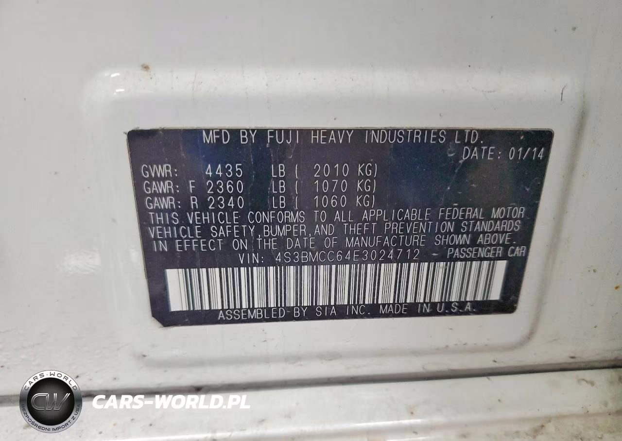 2014 Subaru Legacy 2.5I Premium VIN:4S3BMCC64E3024712 - 13