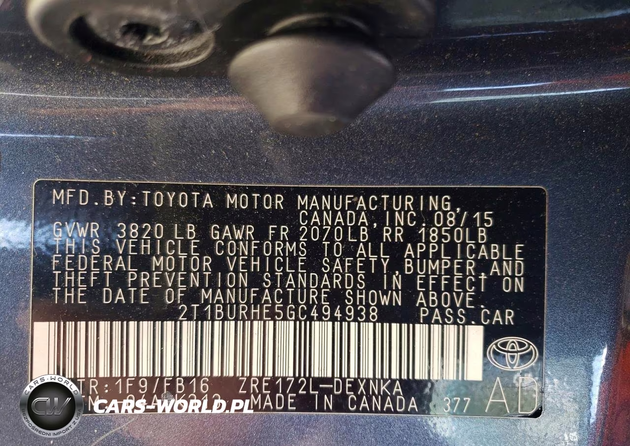 2016 Toyota Corolla Le VIN:2T1BURHE5GC494938 - 12