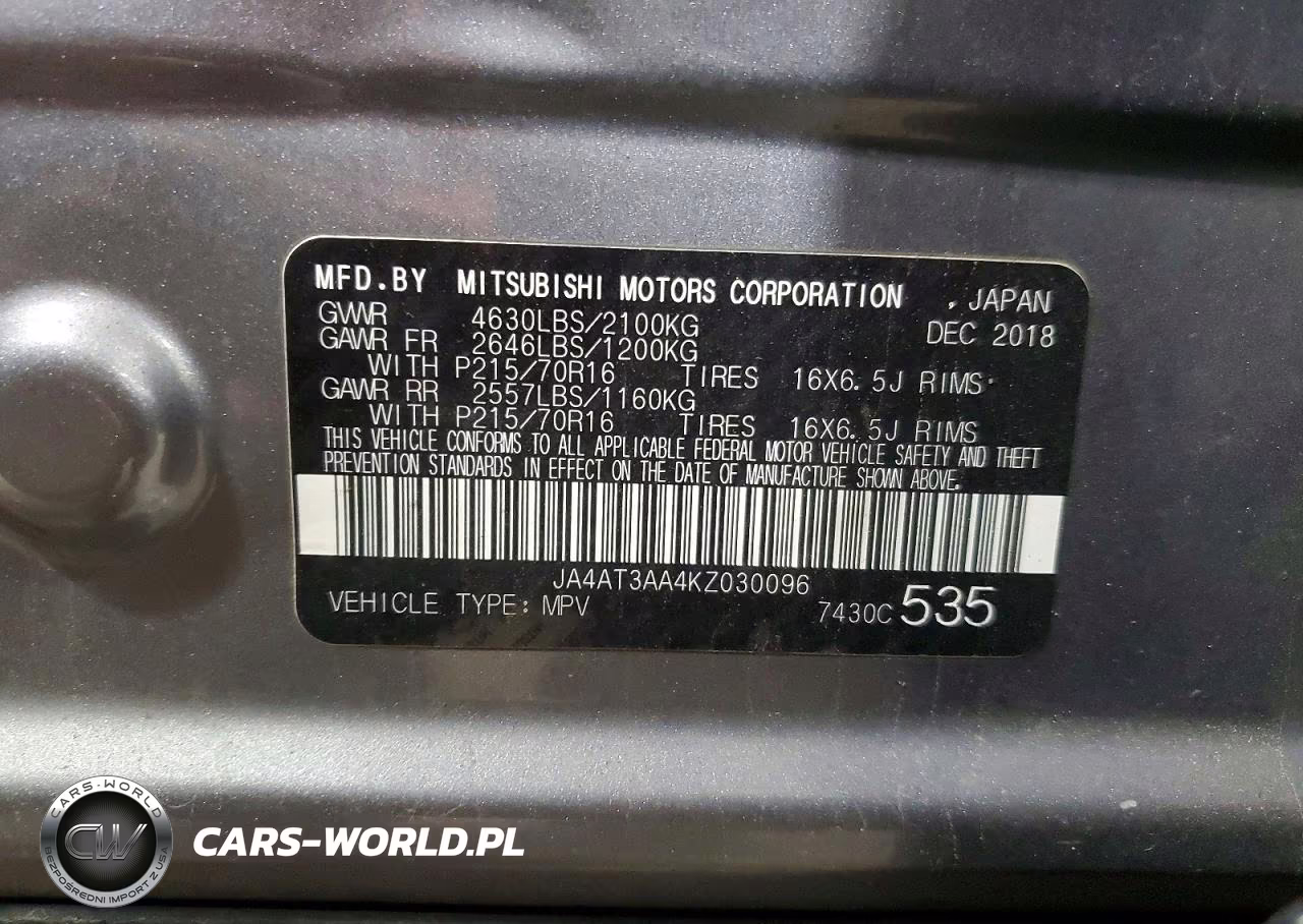 2019 Mitsubishi Eclipse Cross Es VIN:JA4AT3AA4KZ030096 - 12