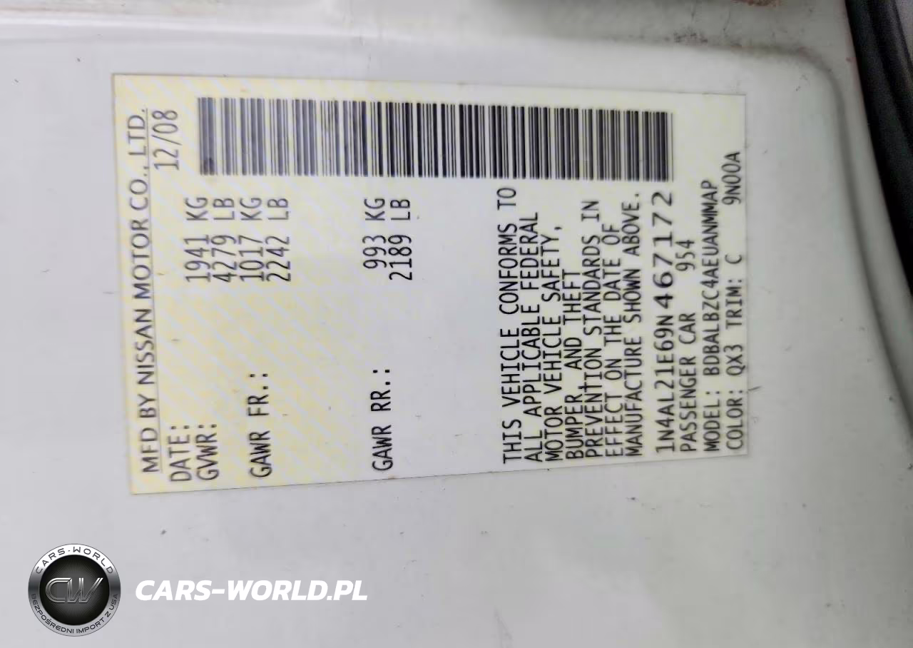 2009 Nissan Altima 2.5 VIN:1N4AL21E69N467172 - 12