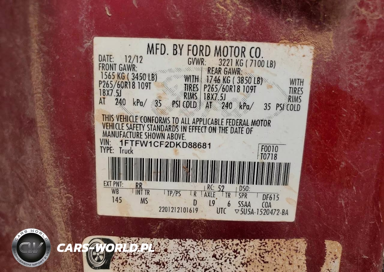 2013 Ford F150 Supercrew VIN:1FTFW1CF2DKD88681 - 12