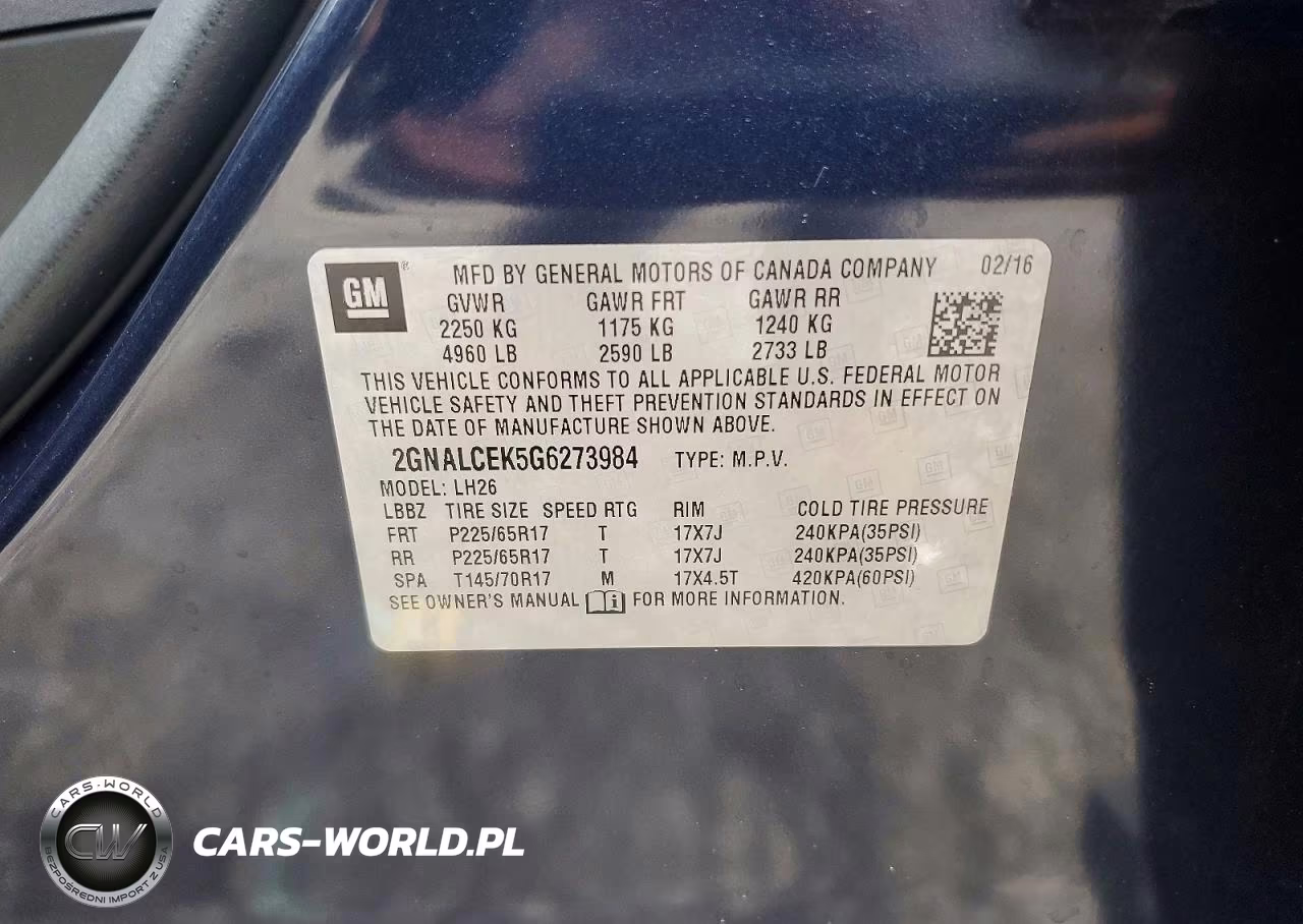 2016 Chevrolet Equinox Lt VIN:2GNALCEK5G6273984 - 14