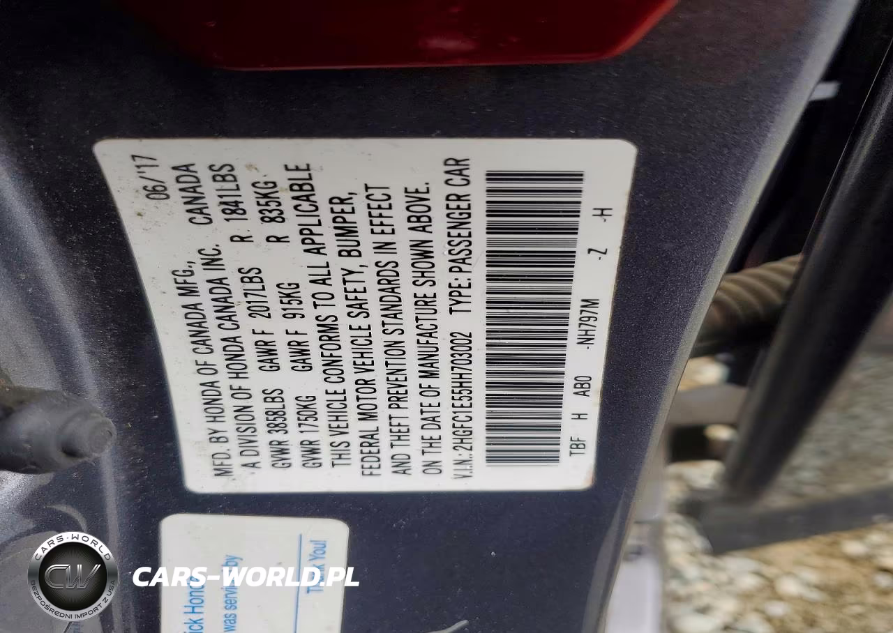 2017 Honda Civic Si VIN:2HGFC1E55HH703002 - 13