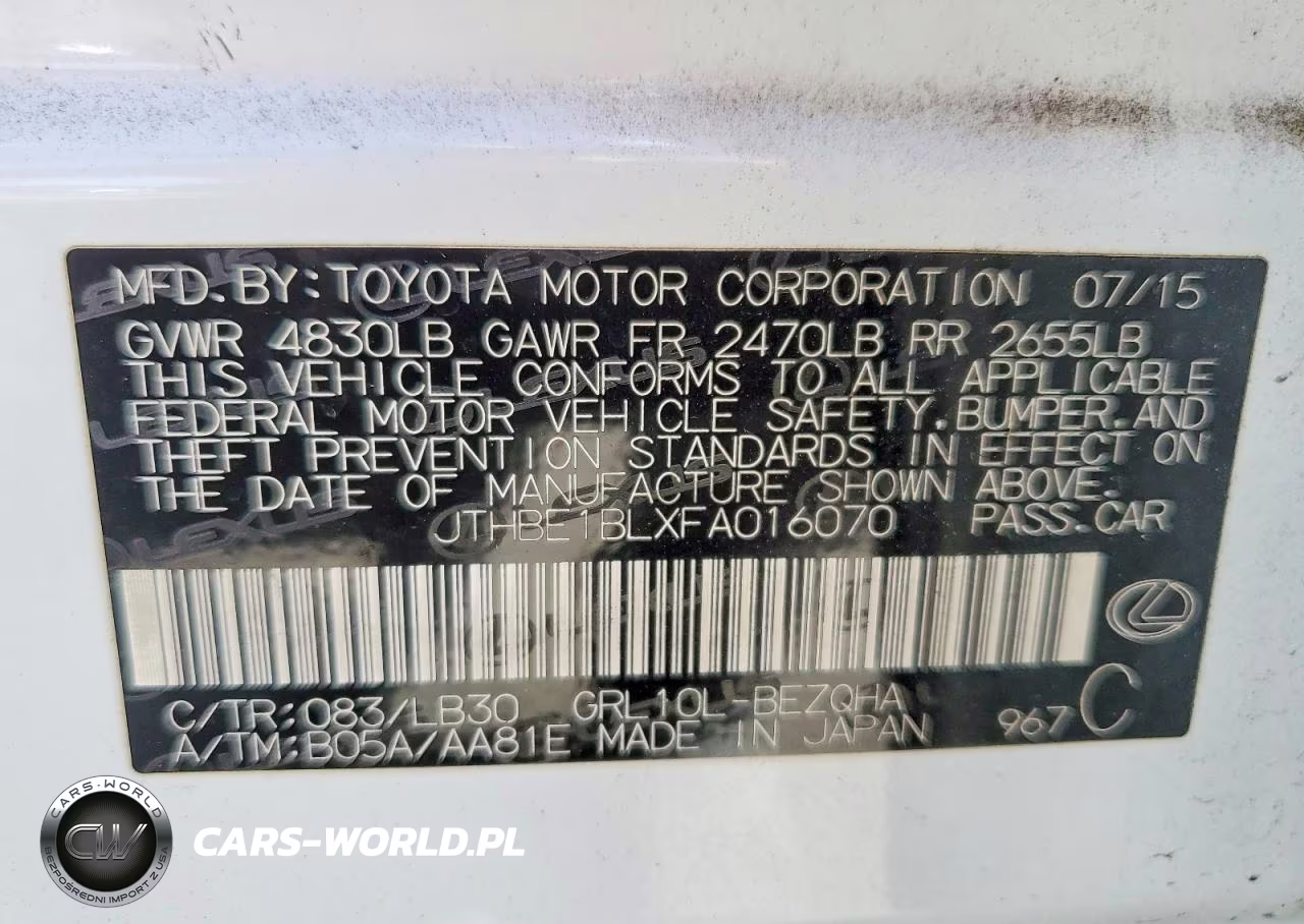 2015 Lexus Gs 350 VIN:JTHBE1BLXFA016070 - 12
