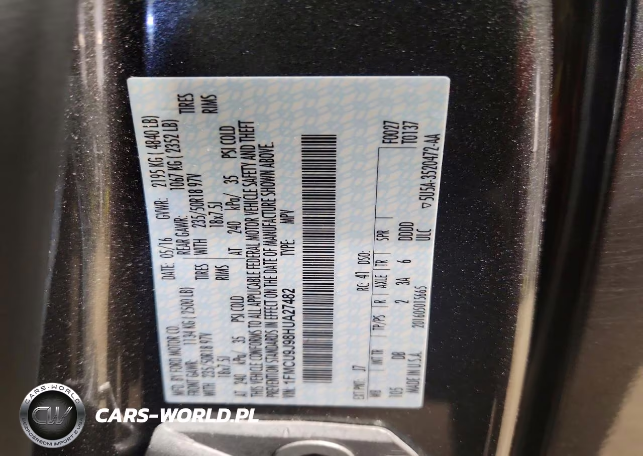 2017 Ford Escape Titanium VIN:1FMCU9J98HUA27482 - 14