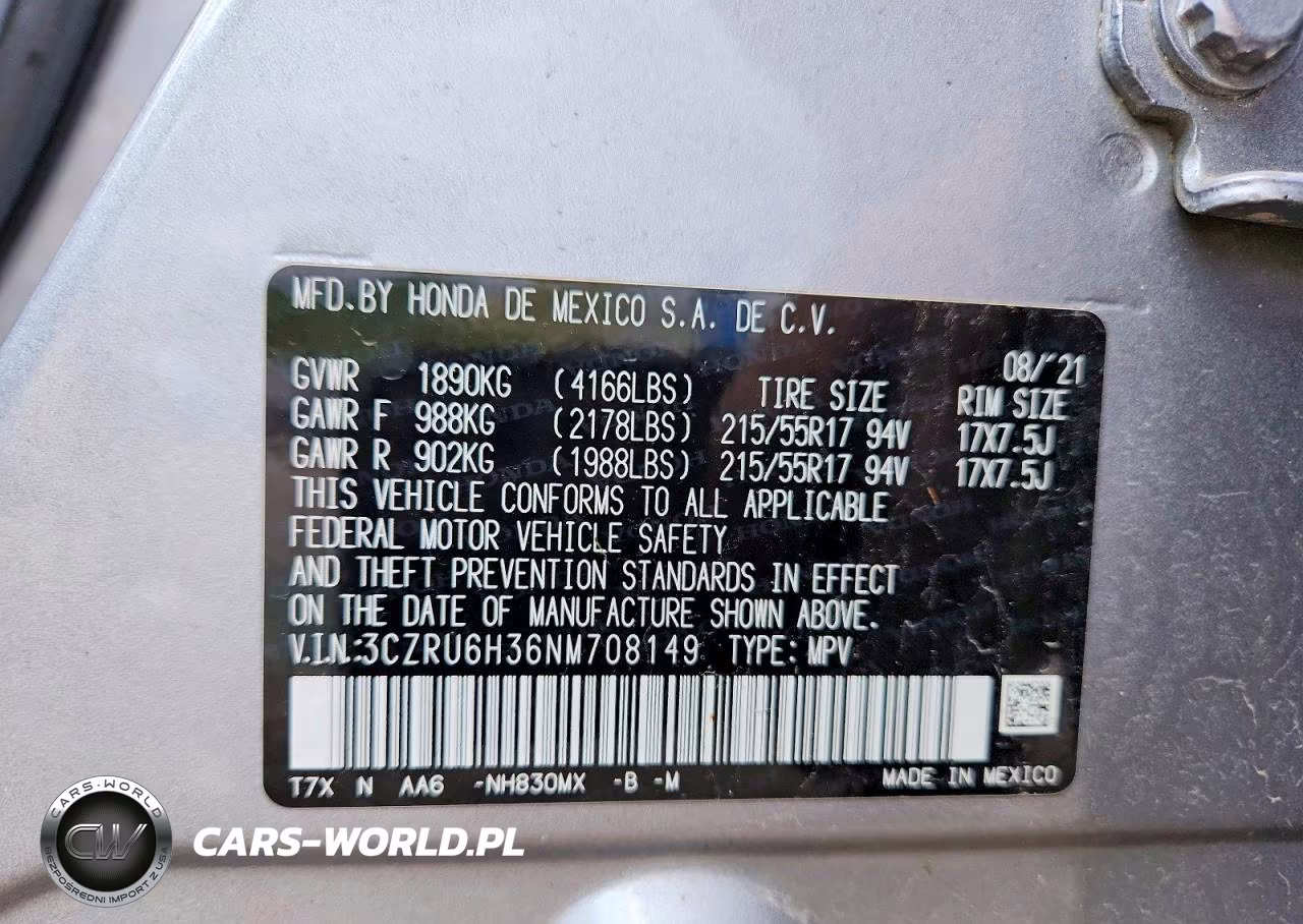 2022 Honda Hr-V Lx VIN:3CZRU6H36NM708149 - 14