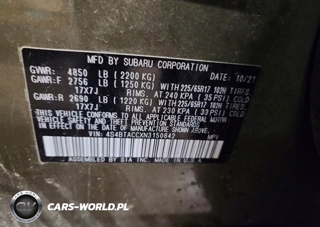 2022 Subaru Outback Premium VIN:4S4BTACCXN3150842 - 13