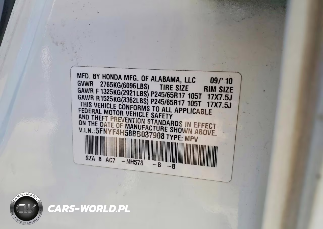 2011 Honda Pilot Exl VIN:5FNYF4H58BB037908 - 12