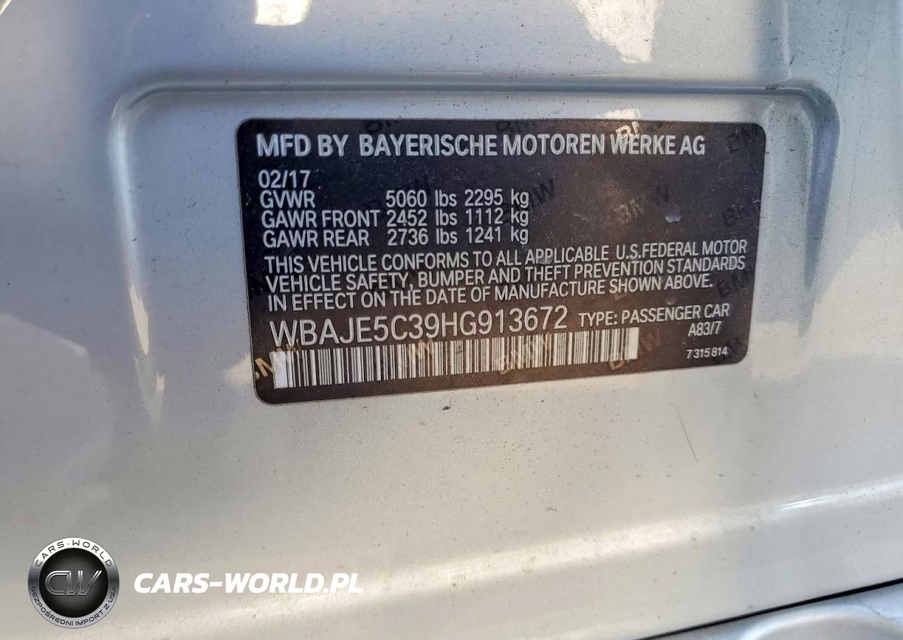 2017 BMW 540 I VIN:WBAJE5C39HG913672 - 12