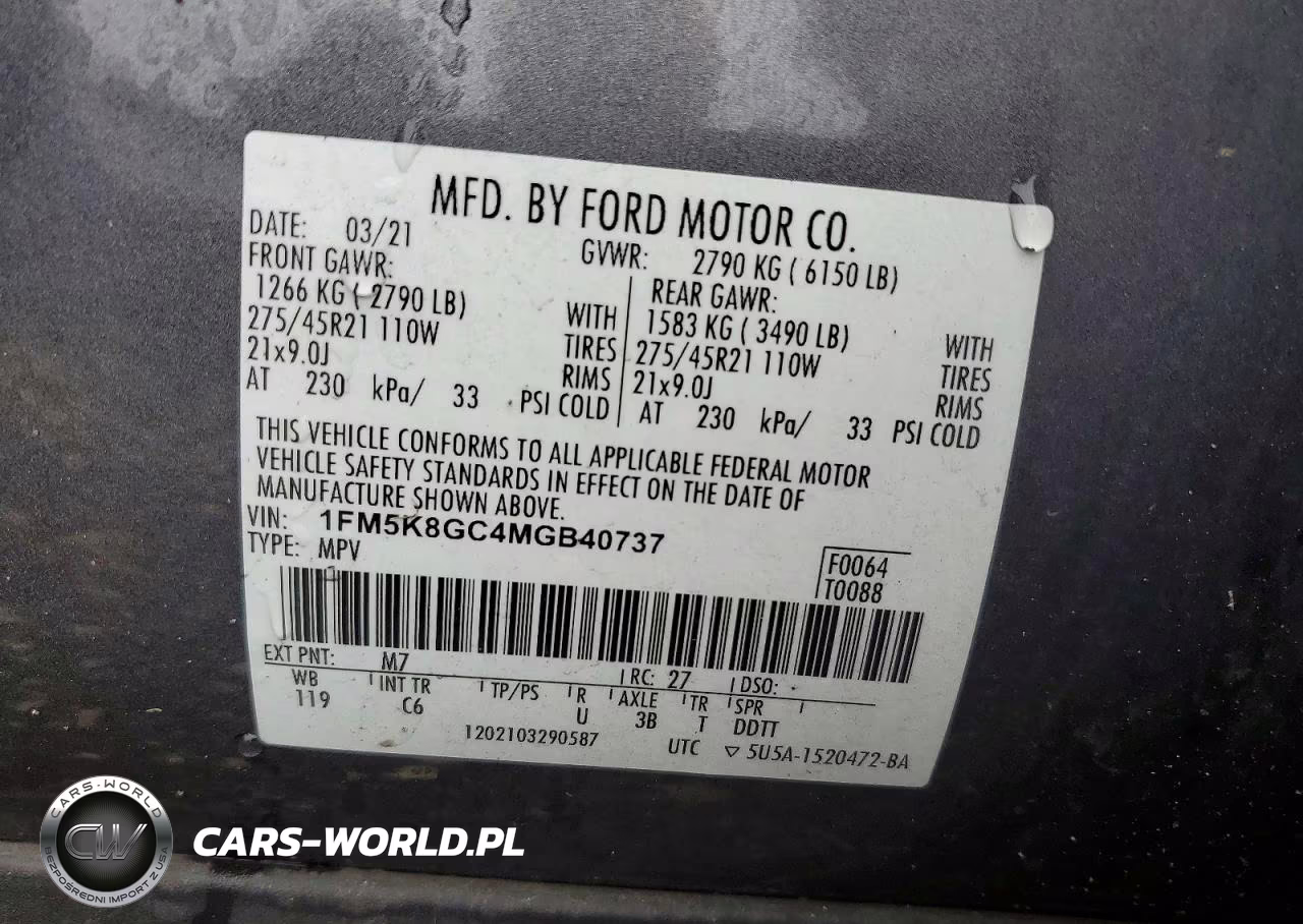 2021 Ford Explorer St VIN:1FM5K8GC4MGB40737 - 13