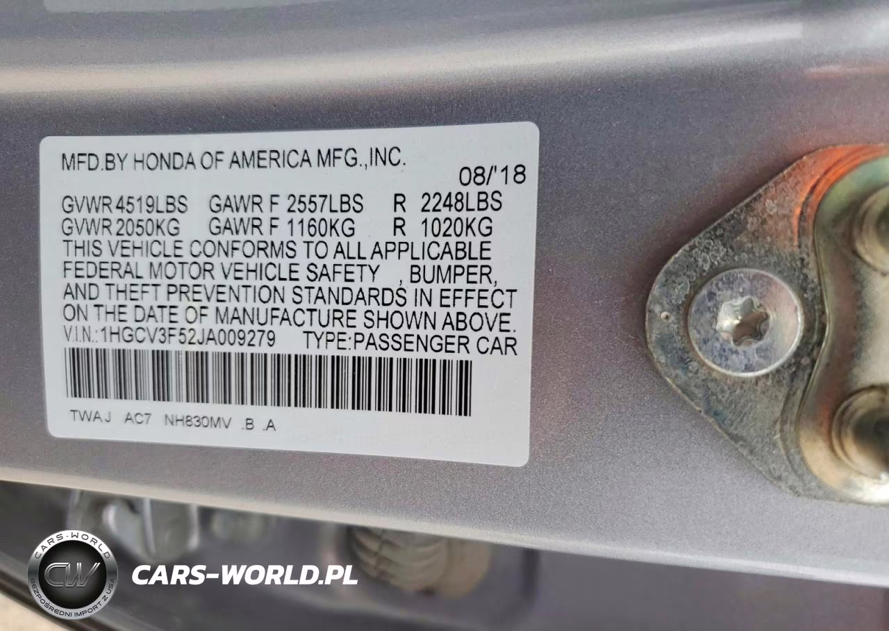 2018 Honda Accord Hybrid Exl VIN:1HGCV3F52JA009279 - 12