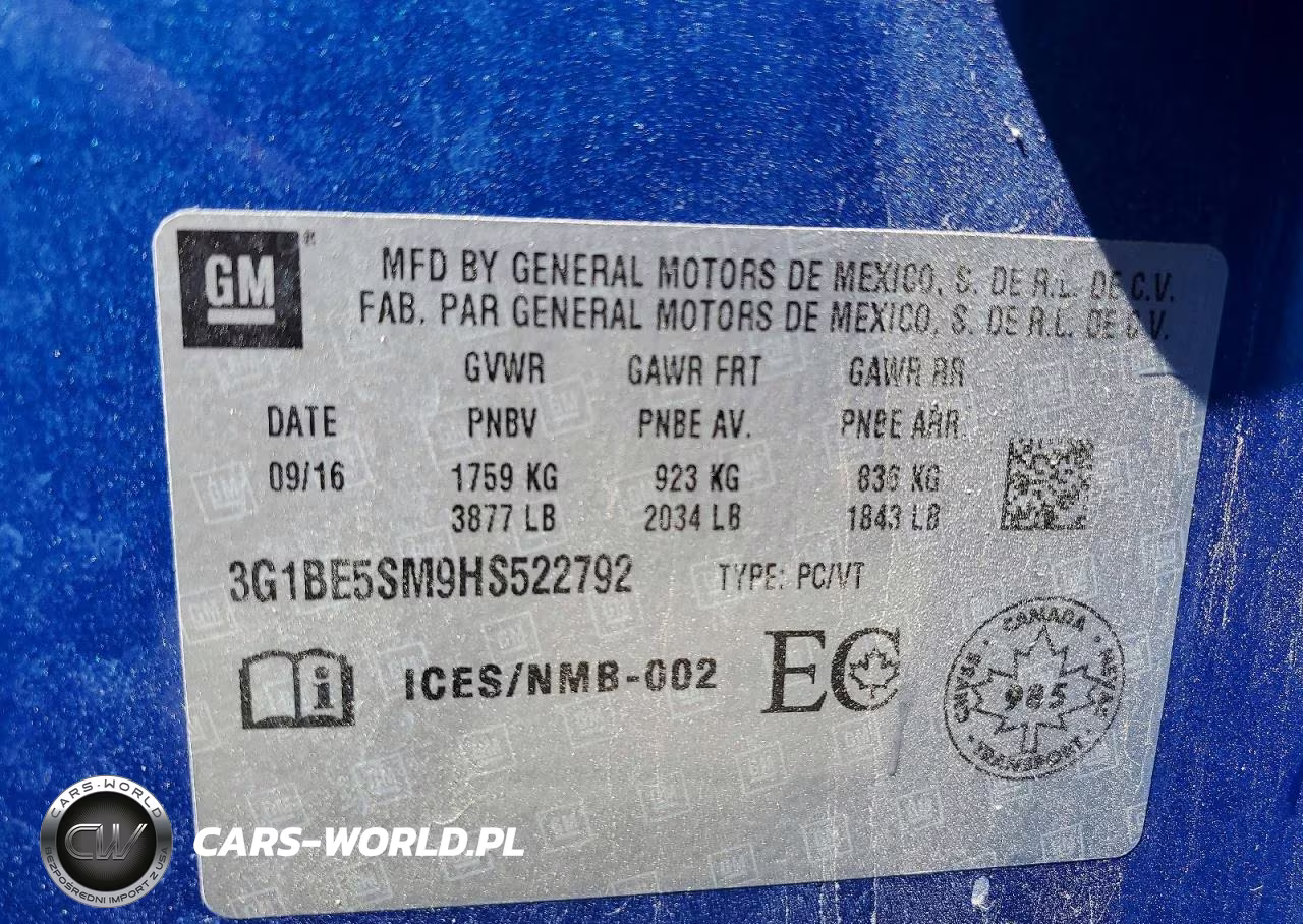 2017 Chevrolet Cruze Lt VIN:3G1BE5SM9HS522792 - 12