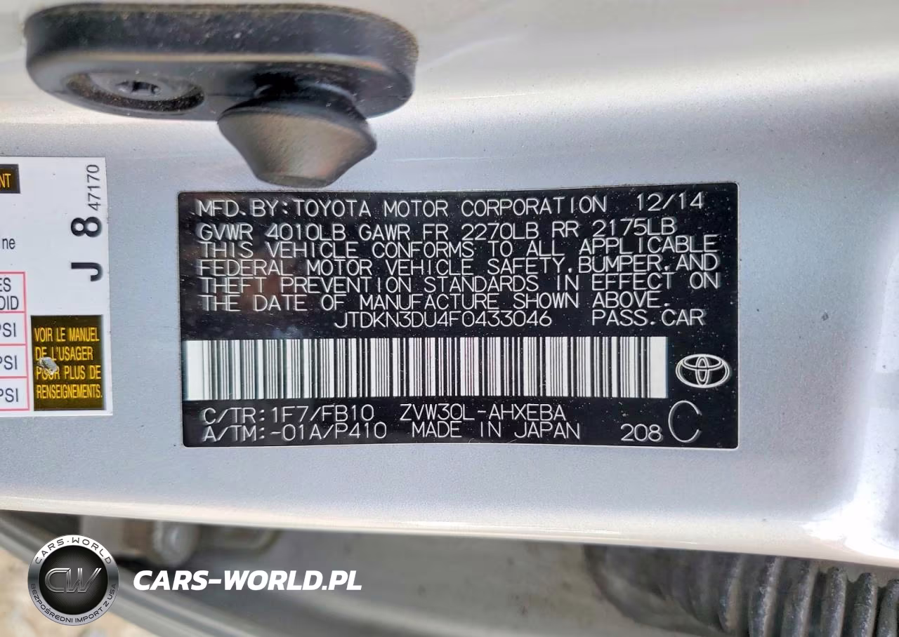 2015 Toyota Prius Two VIN:JTDKN3DU4F0433046 - 12
