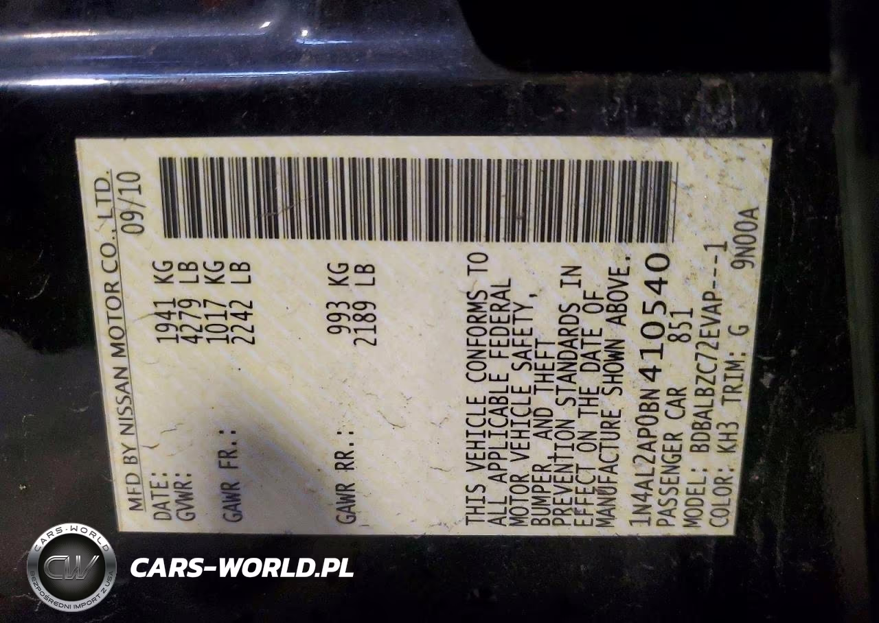 2011 Nissan Altima 2.5 VIN:1N4AL2AP0BN410540 - 12