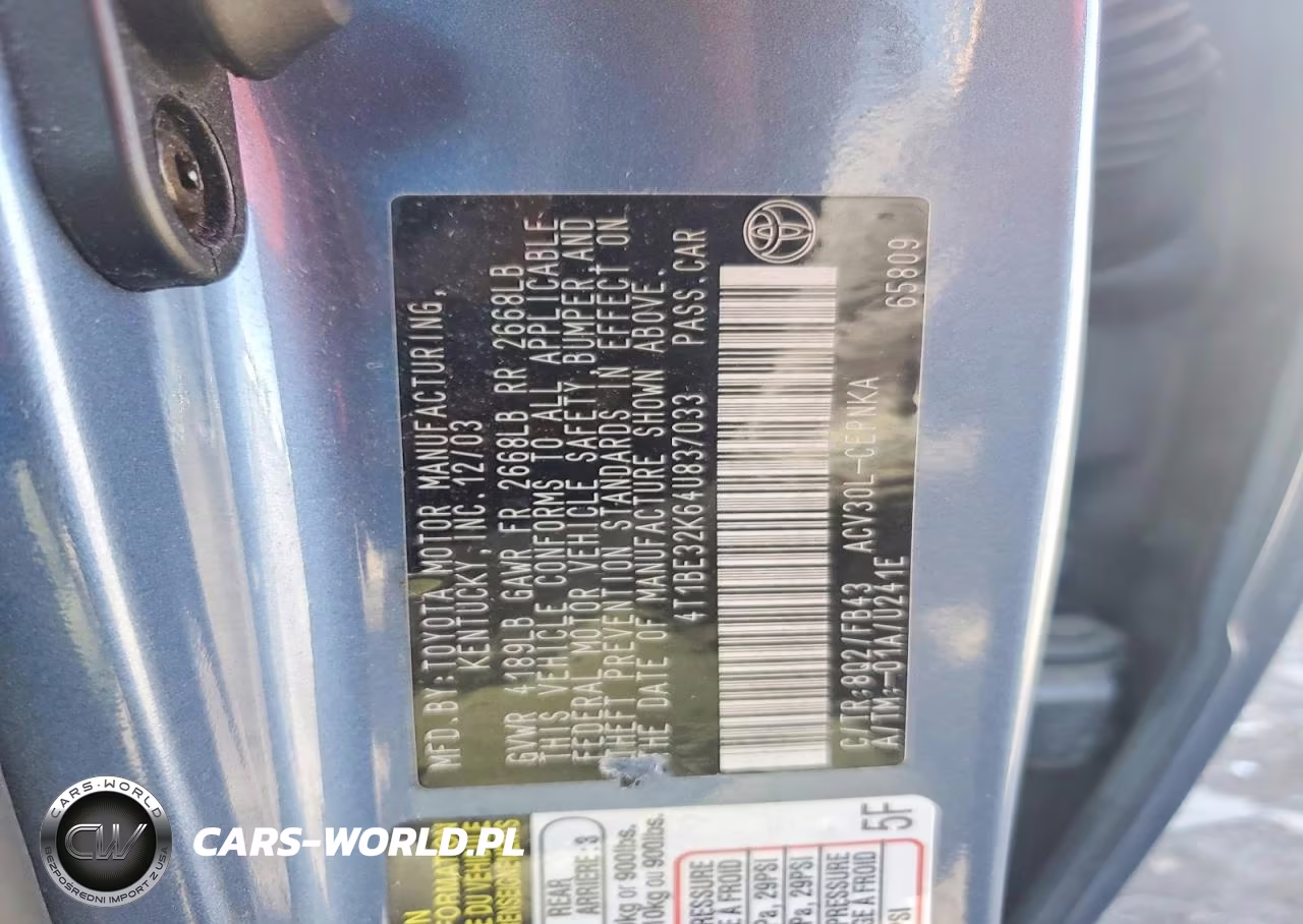 2004 Toyota Camry Le VIN:4T1BE32K64U837033 - 12