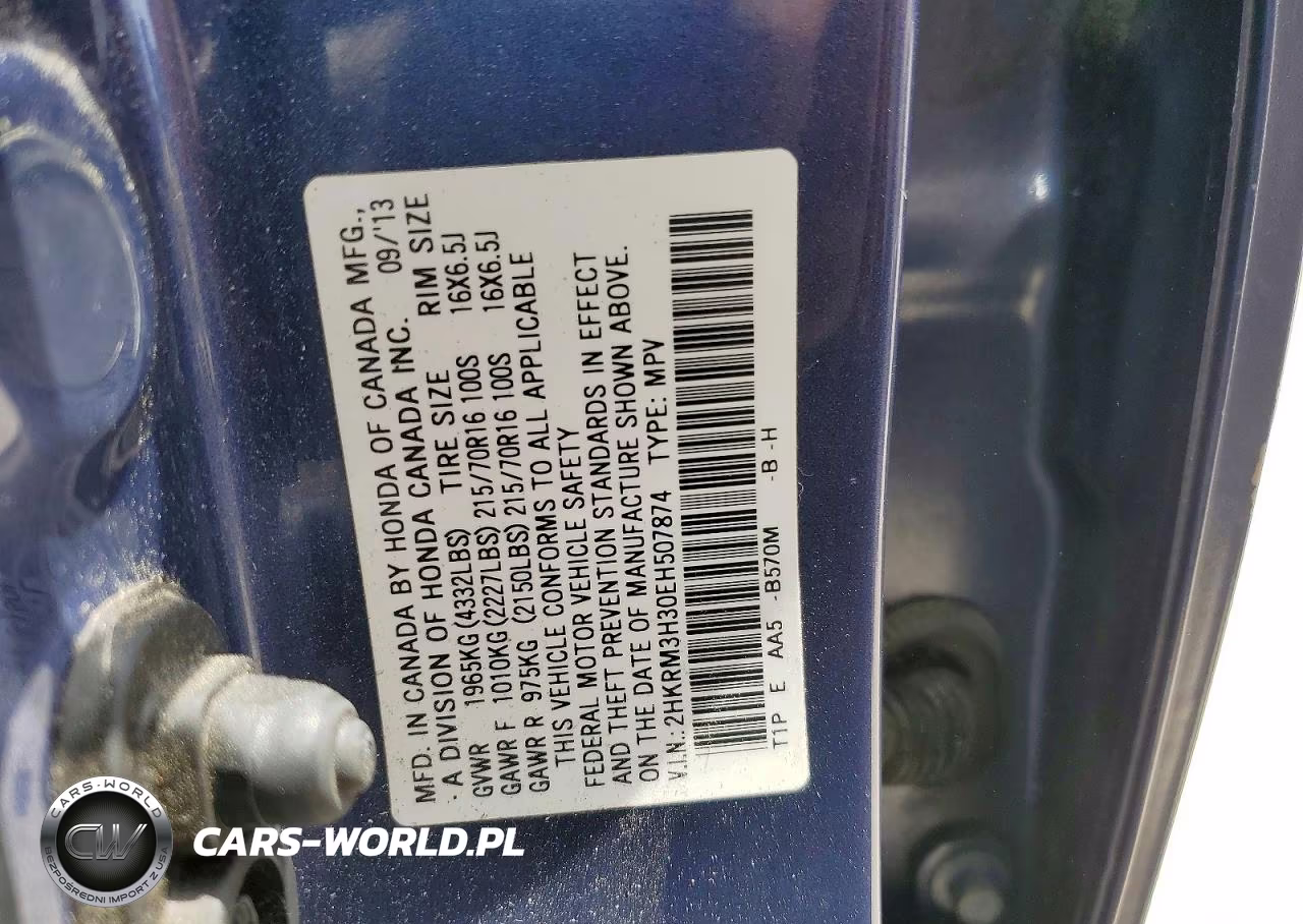 2014 Honda Cr-V Lx VIN:2HKRM3H30EH507874 - 13