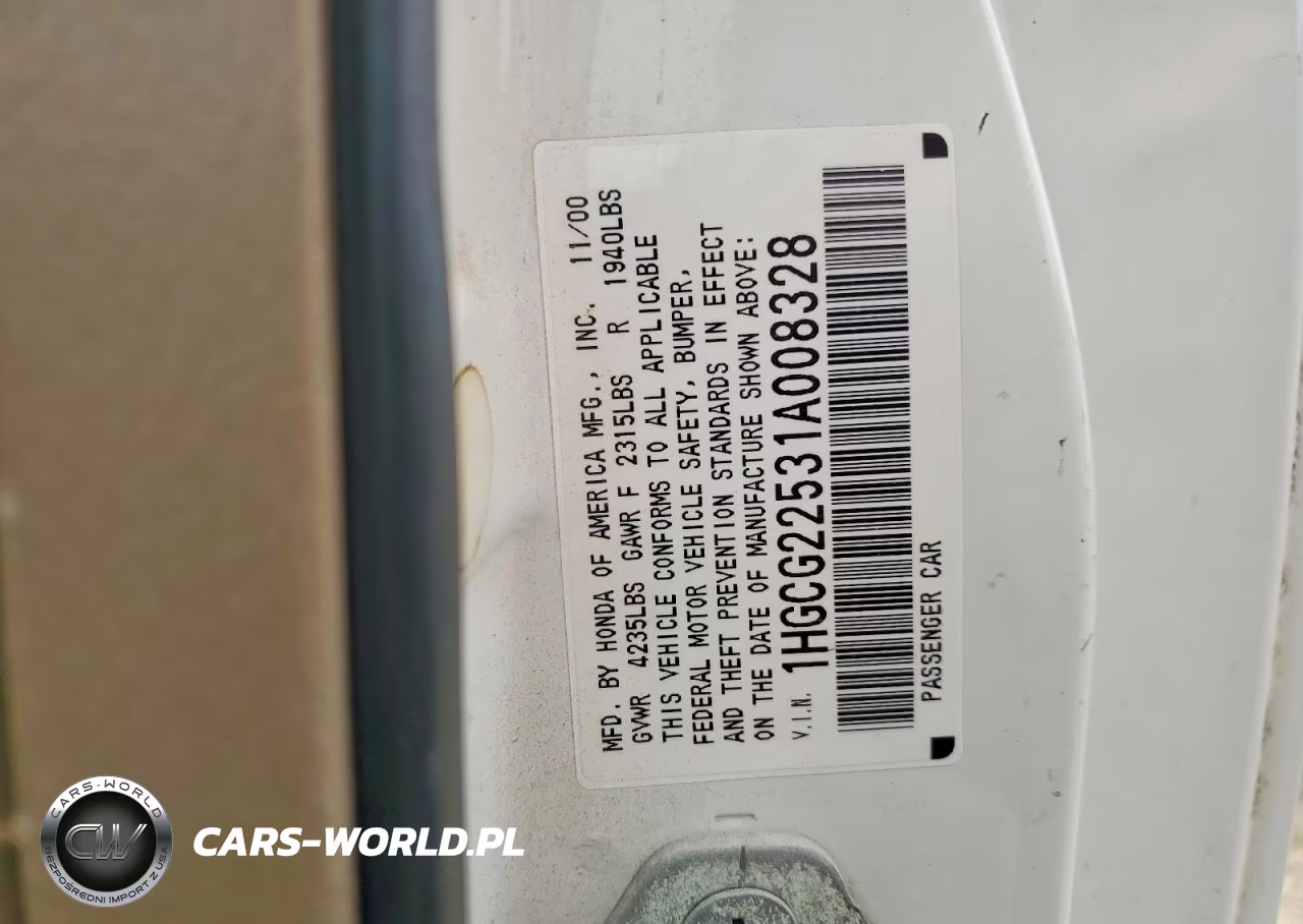 2001 Honda Accord Ex VIN:1HGCG22531A008328 - 12