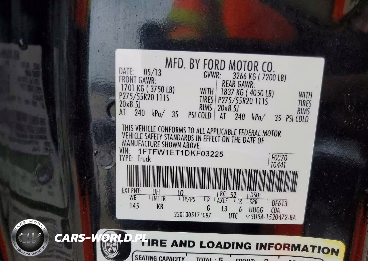 2013 Ford F150 Supercrew VIN:1FTFW1ET1DKF03225 - 13