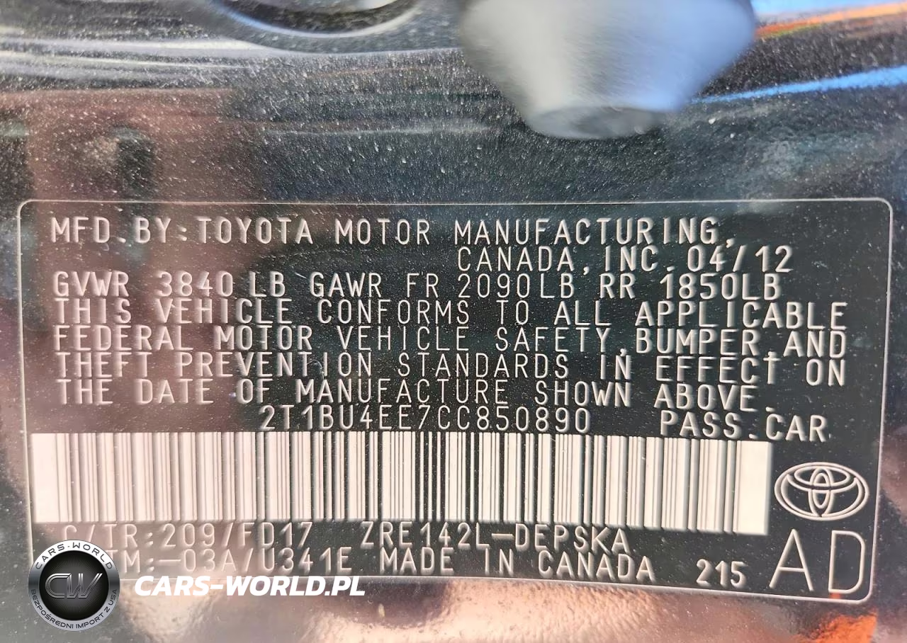 2012 Toyota Corolla S VIN:2T1BU4EE7CC850890 - 12
