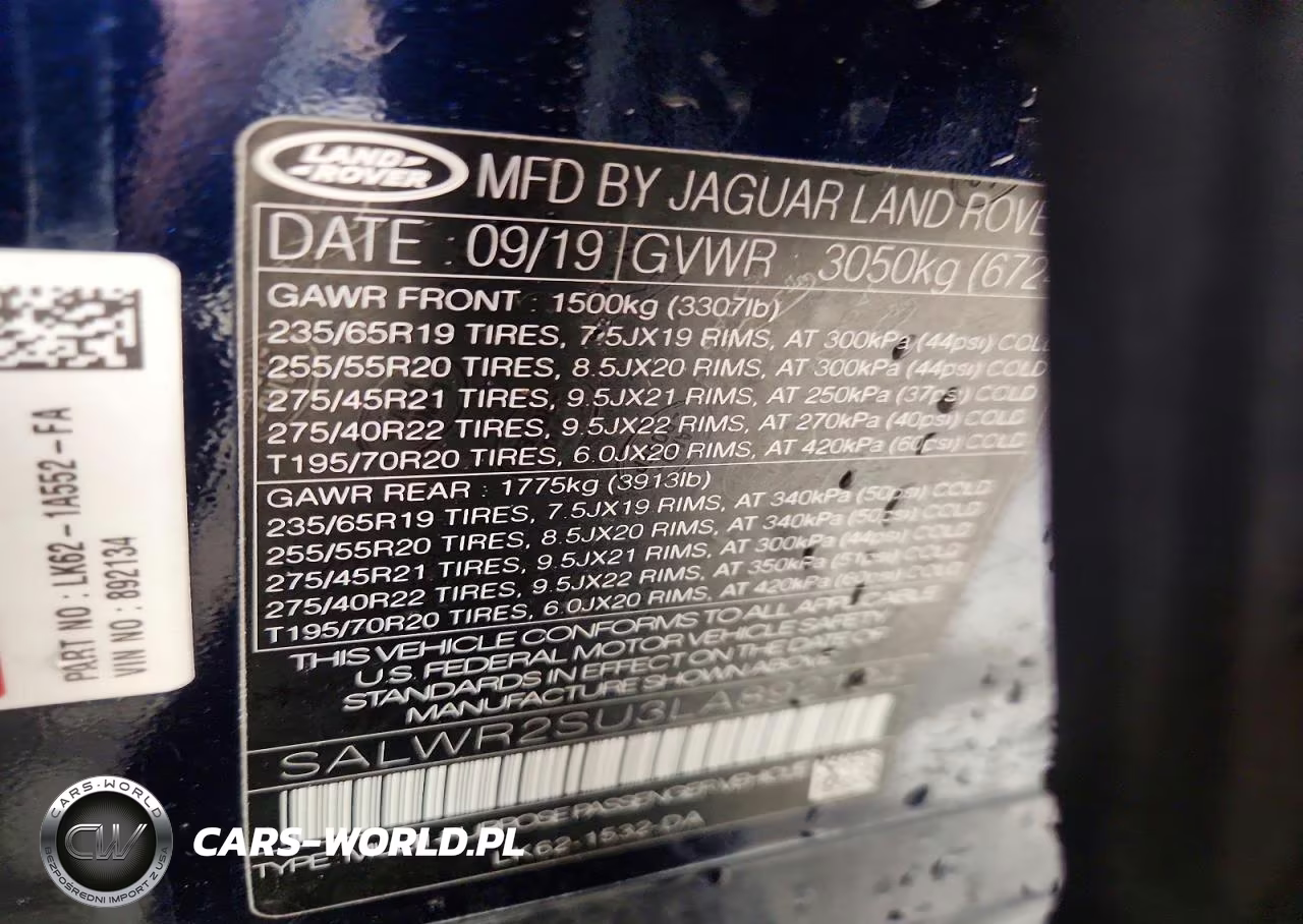 2020 Land Rover Range Rover Sport Hse VIN:SALWR2SU3LA892134 - 13