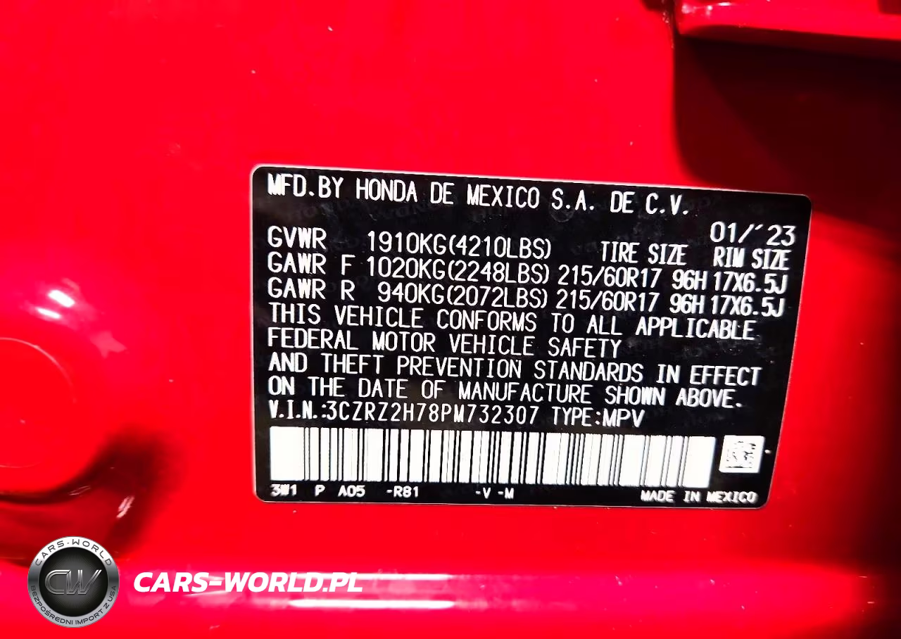 2023 Honda Hr-V Exl VIN:3CZRZ2H78PM732307 - 13