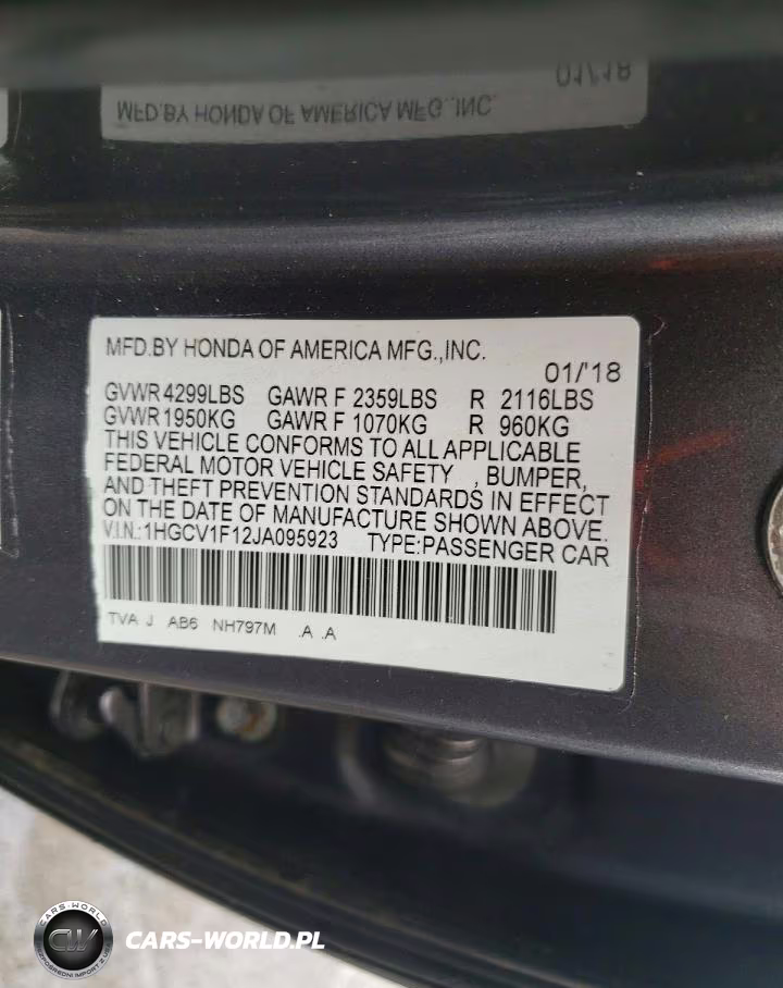 2018 Honda Accord Lx VIN:1HGCV1F12JA095923 - 12
