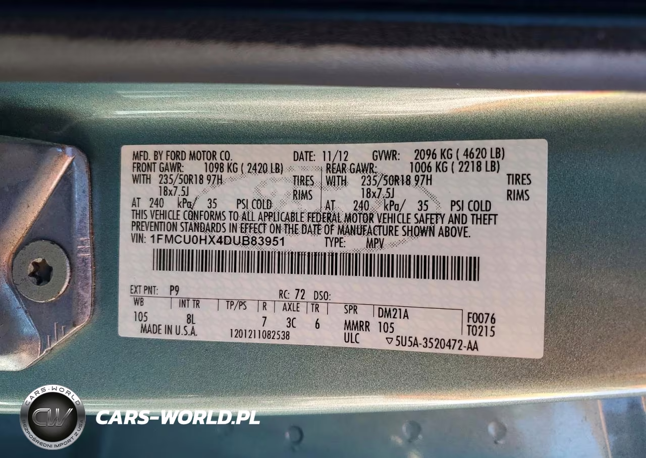 2013 Ford Escape Sel VIN:1FMCU0HX4DUB83951 - 13
