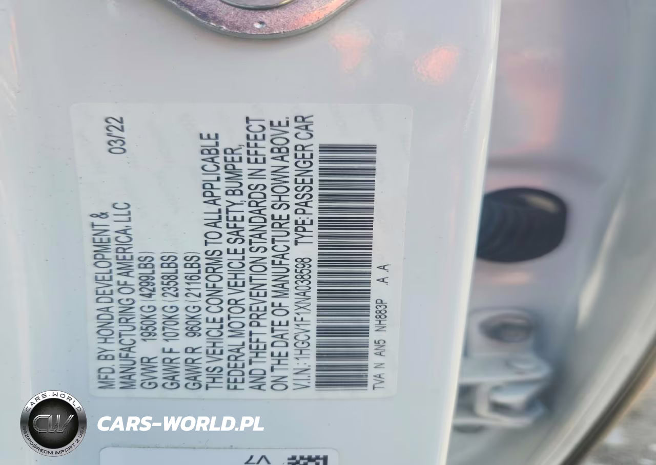 2022 Honda Accord Lx VIN:1HGCV1F1XNA038598 - 12