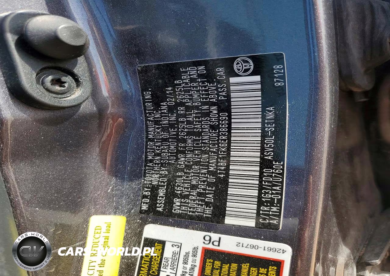 2014 Toyota Camry Le VIN:4T4BF1FK6ER386690 - 12