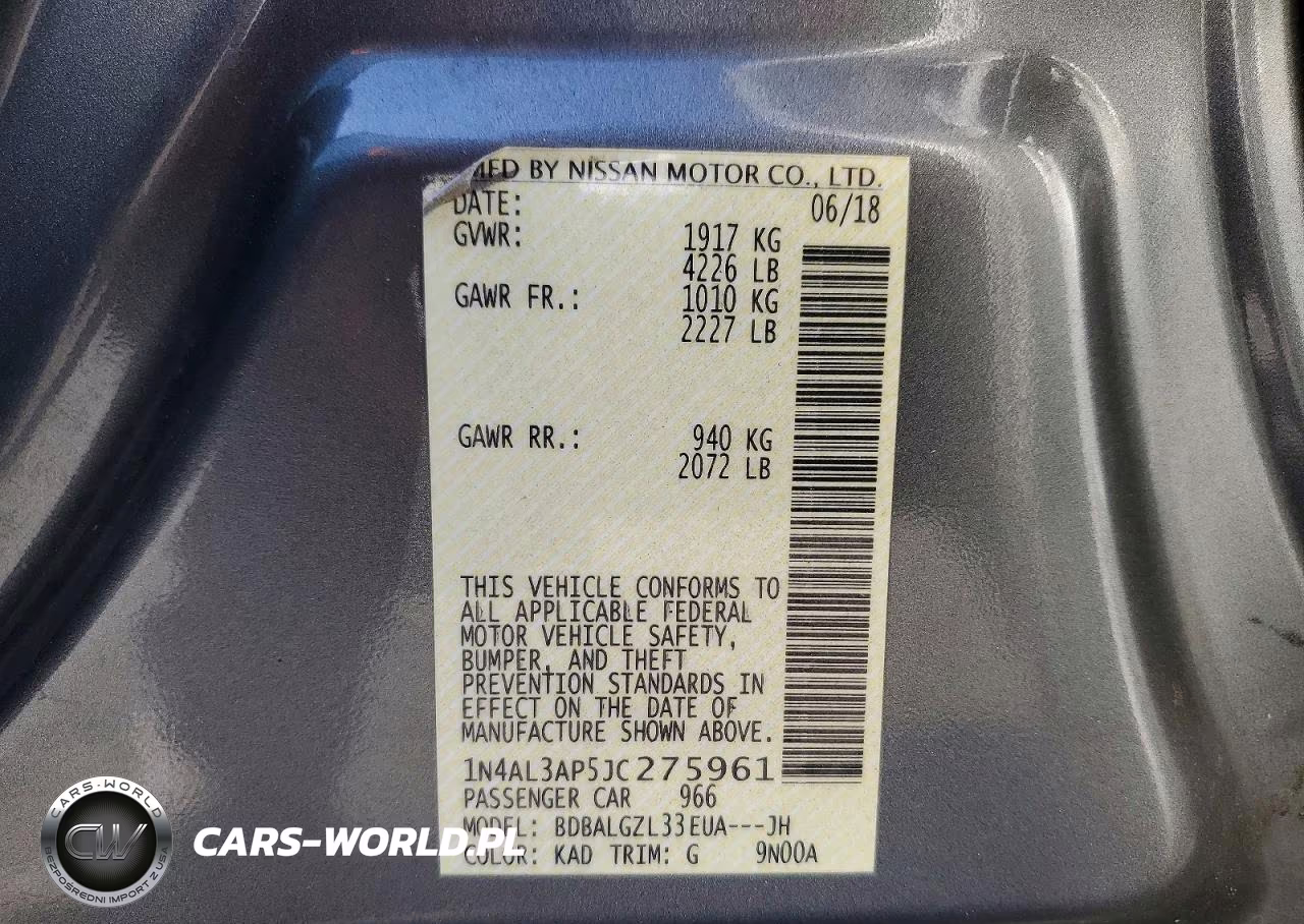 2018 Nissan Altima 2.5 S VIN:1N4AL3AP5JC275961 - 13