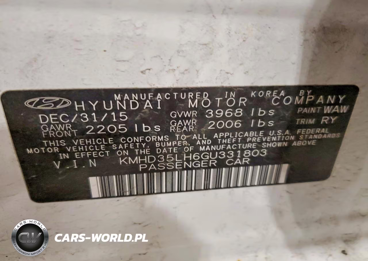 2016 Hyundai Elantra VIN:KMHD35LH6GU331803 - 12