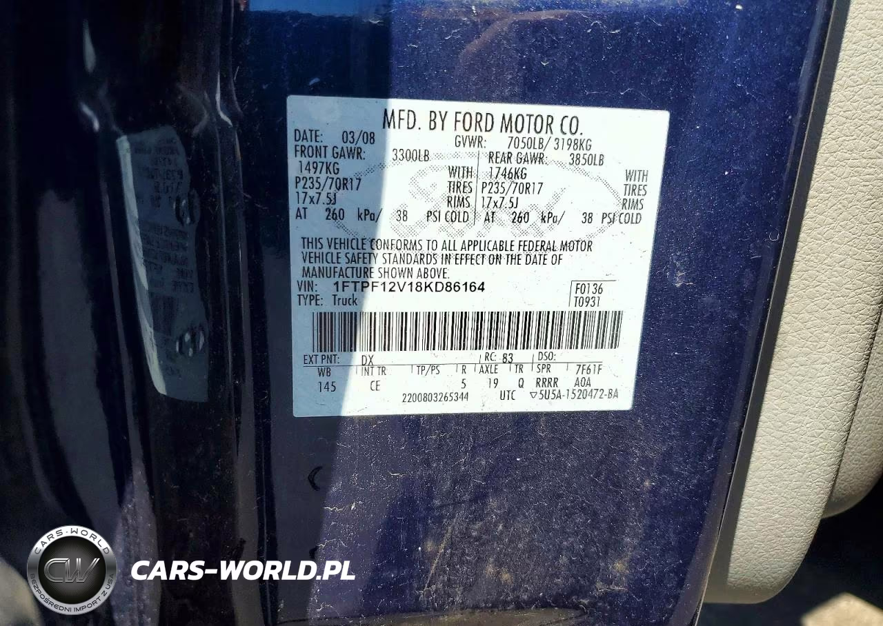 2008 Ford F150 VIN:1FTPF12V18KD86164 - 12