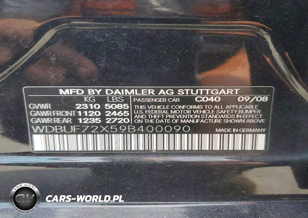 2009 Mercedes-Benz E 550 VIN:WDBUF72X59B400090 - 12