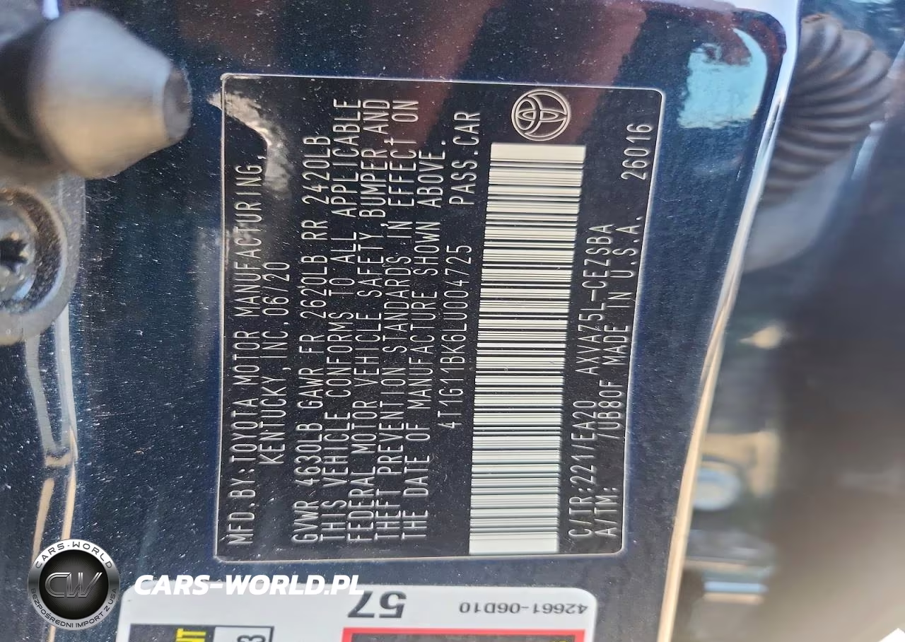 2020 Toyota Camry Se VIN:4T1G11BK6LU004725 - 12