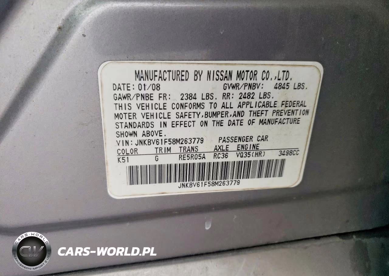 2008 Infiniti G35 X VIN:JNKBV61F58M263779 - 12