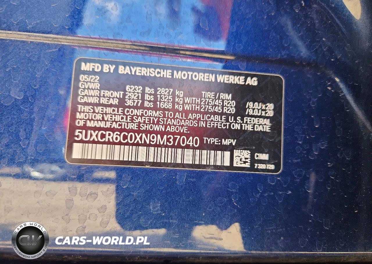 2022 BMW X5 xDrive40I VIN:5UXCR6C0XN9M37040 - 13