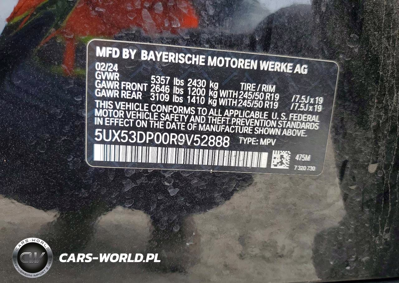 2024 BMW X3 xDrive30I VIN:5UX53DP00R9V52888 - 13