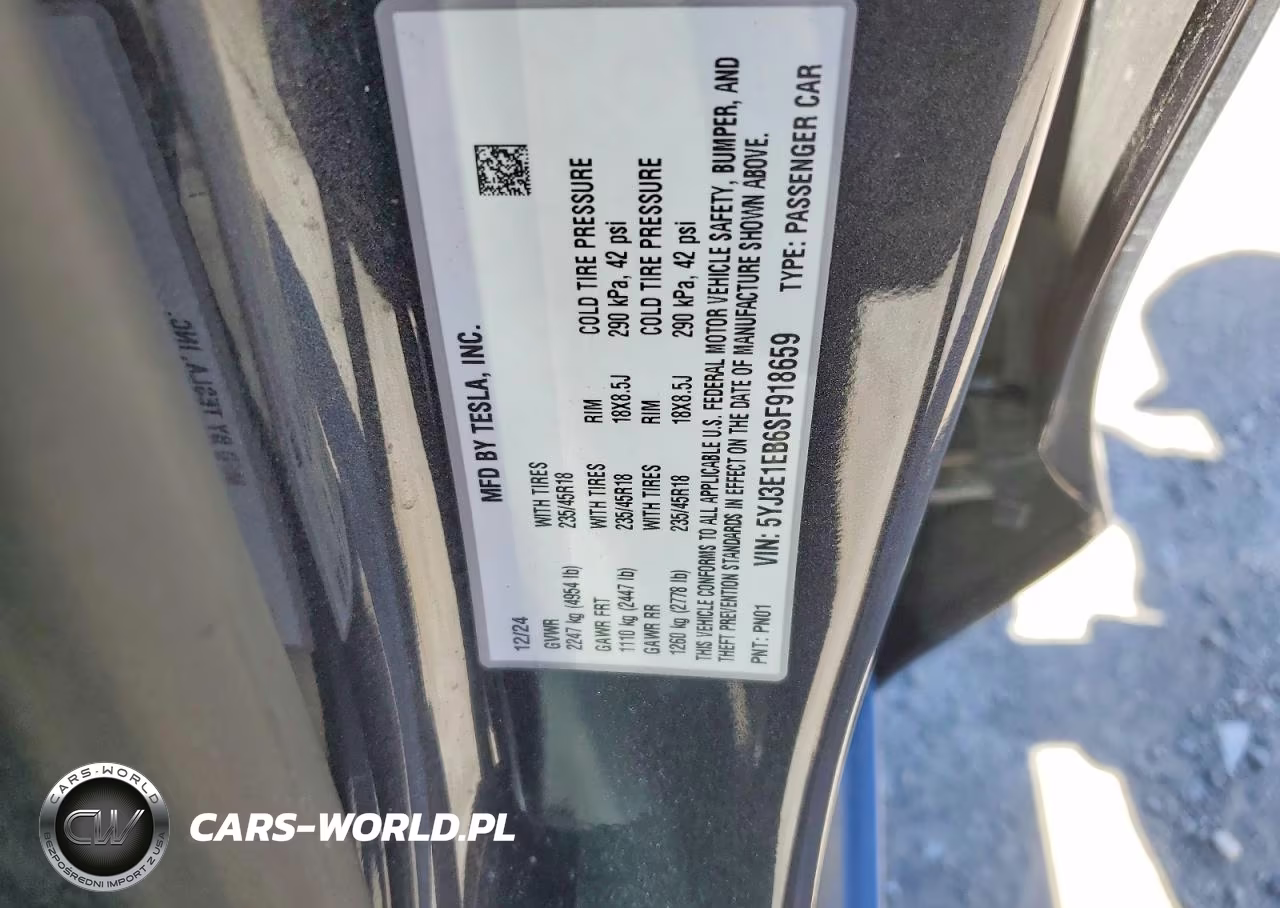 2025 Tesla Model 3 VIN:5YJ3E1EB6SF918659 - 12