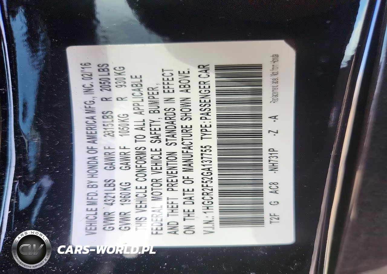 2016 Honda Accord Sport VIN:1HGCR2F52GA137755 - 12