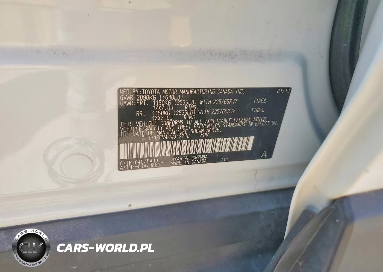2019 Toyota Rav4 Xle VIN:2T3P1RFV4KW012718 - 13