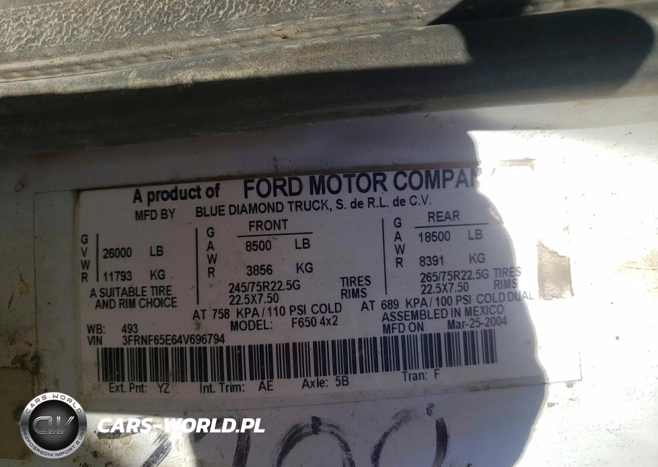 2004 Ford F650 Super Duty VIN:3FRNF65E64V696794 - 10