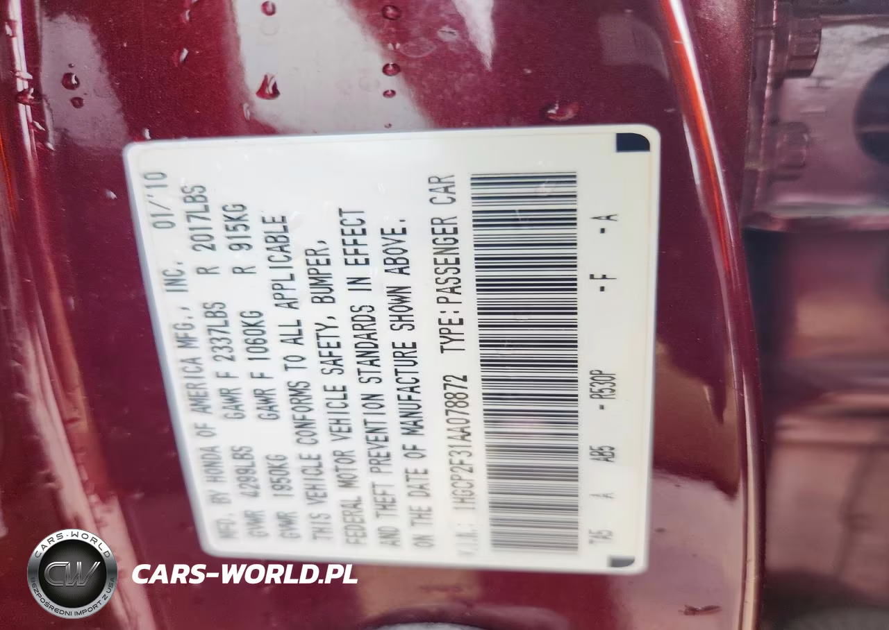 2010 Honda Accord Lx VIN:1HGCP2F31AA078872 - 12